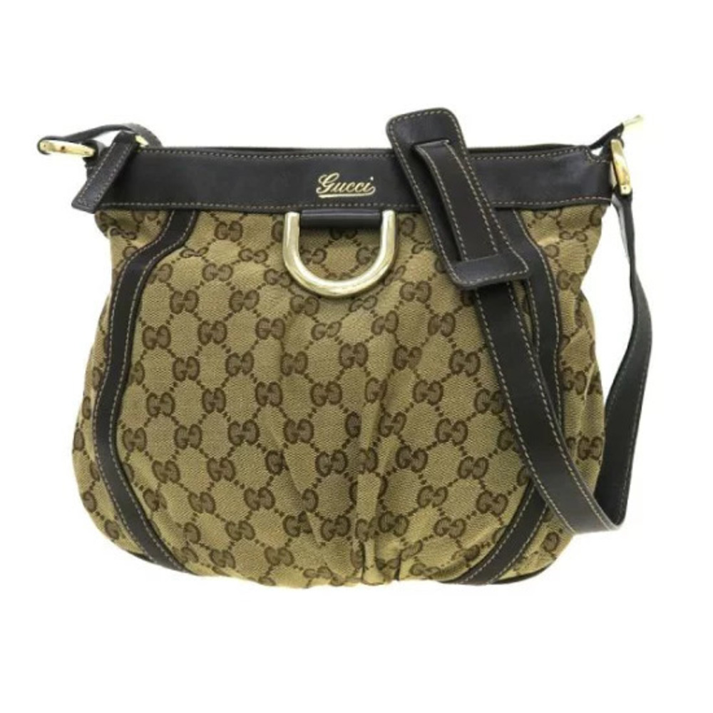 Gucci Abbey GG Shoulder Bag brown canvas leather D ring